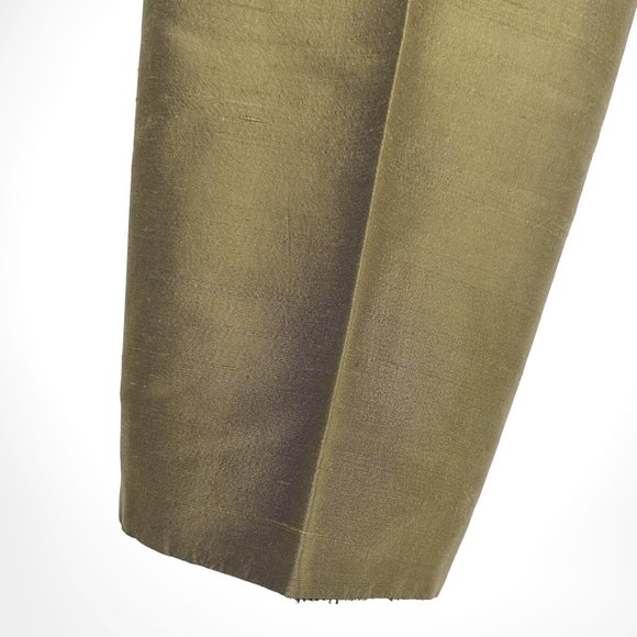 90's/Y2K Vintage Olive Silk Shantung Cigarette Pants - Picture 6 of 12